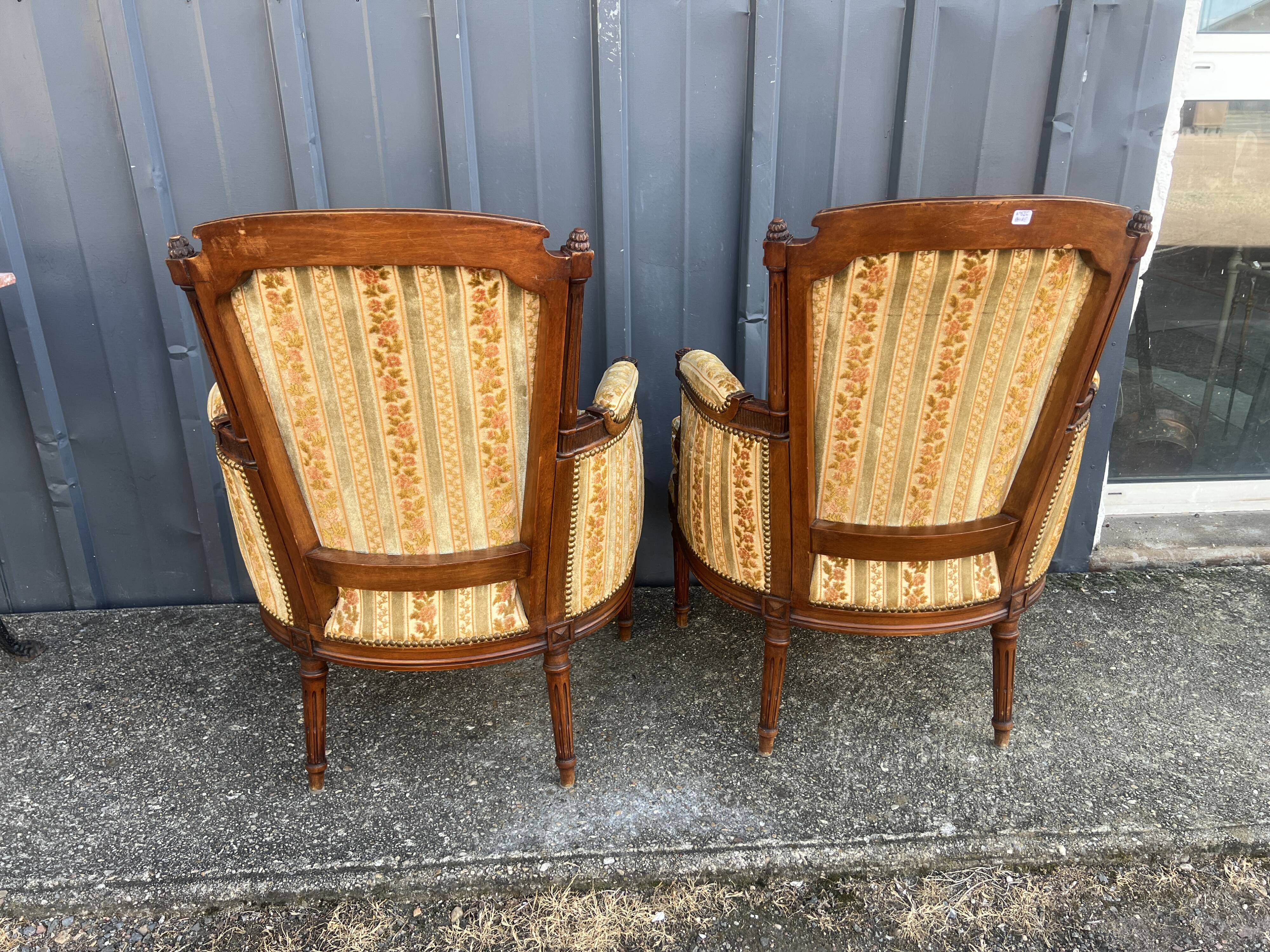 Pair of Louis XVI style armchairs