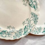Lot de 6 Assiettes Plates Anciennes Terre de Fer "Lilas" Longchamp XIXe