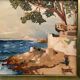 Ancient painting, seaside landscape signed and dated 1932