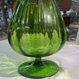 Green shower stand vase with melon rib effect