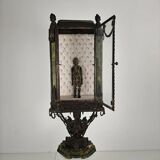 Continental Louis XIV-style cast zinc & green marble curio cabinet – early 20th century