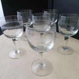 Set of 6 old balloon-shaped wine glasses