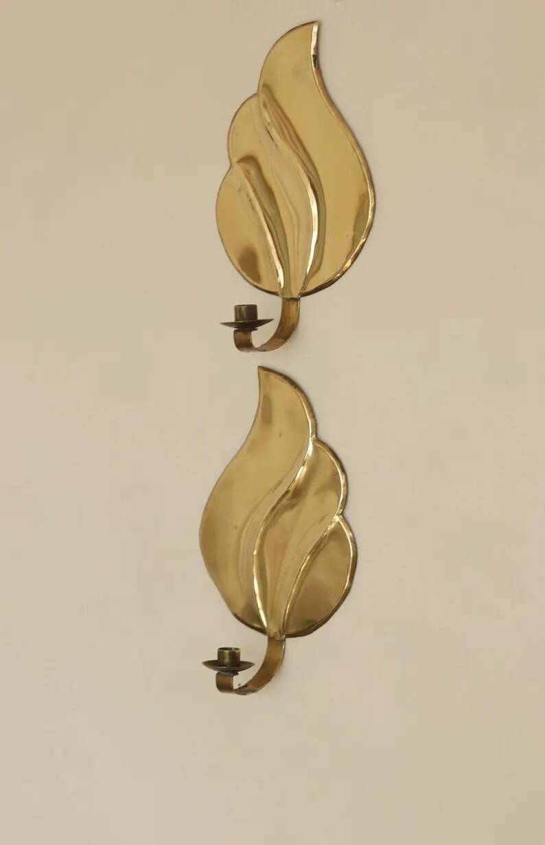 Pair of Swedish Mid-Century Brass Wall Sconces