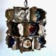 Brutalist Pendant Lamp by Felipe Delfinger in Metal and Colored Glass, 1970
