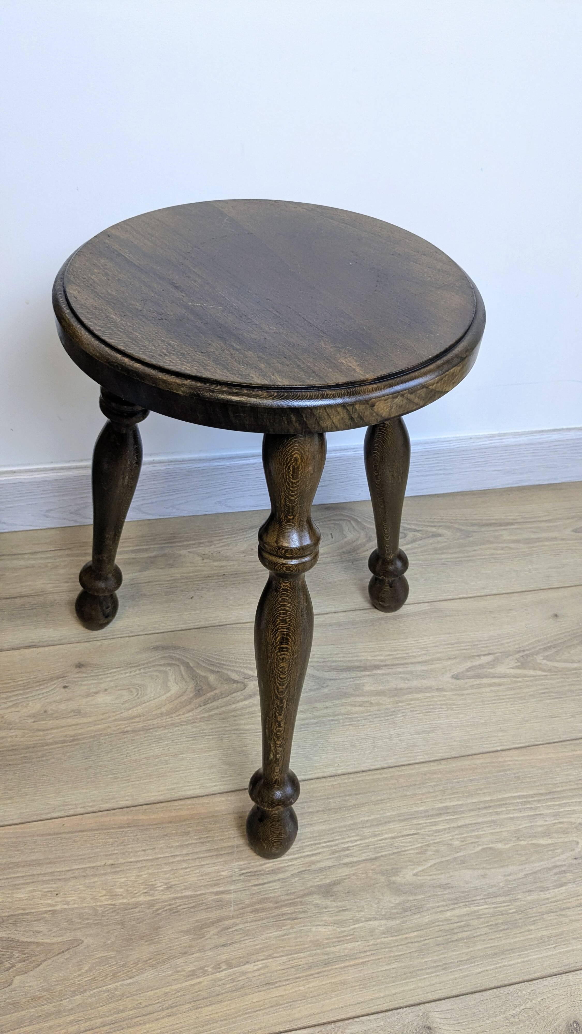 Old turned oak tripod stool