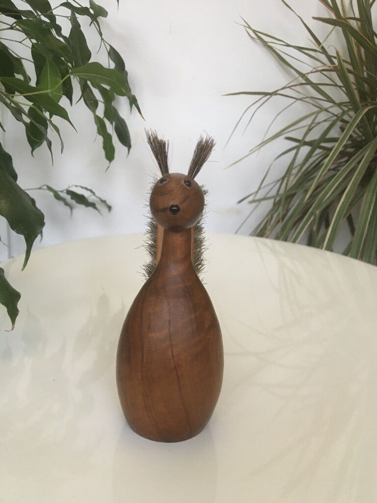 Scandinavian teak squirrel clothing brush