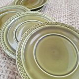 Set of 5 khaki Gien earthenware dessert plates