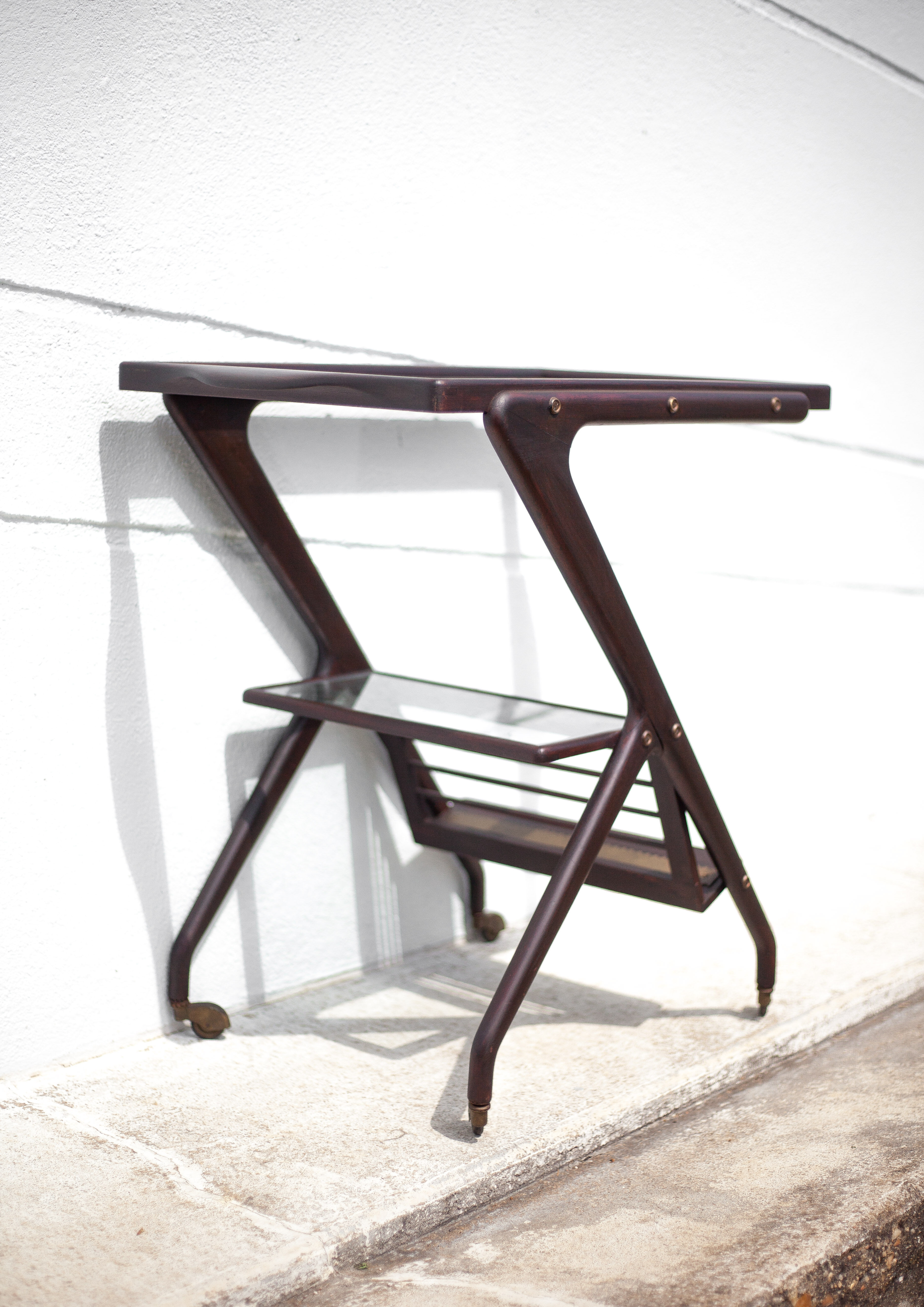 Serving rolling trolley, wood service, 50's