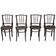 Set of 4 Thonet chairs in brown wood, 1930s bistro design, Art Nouveau curved backrest.