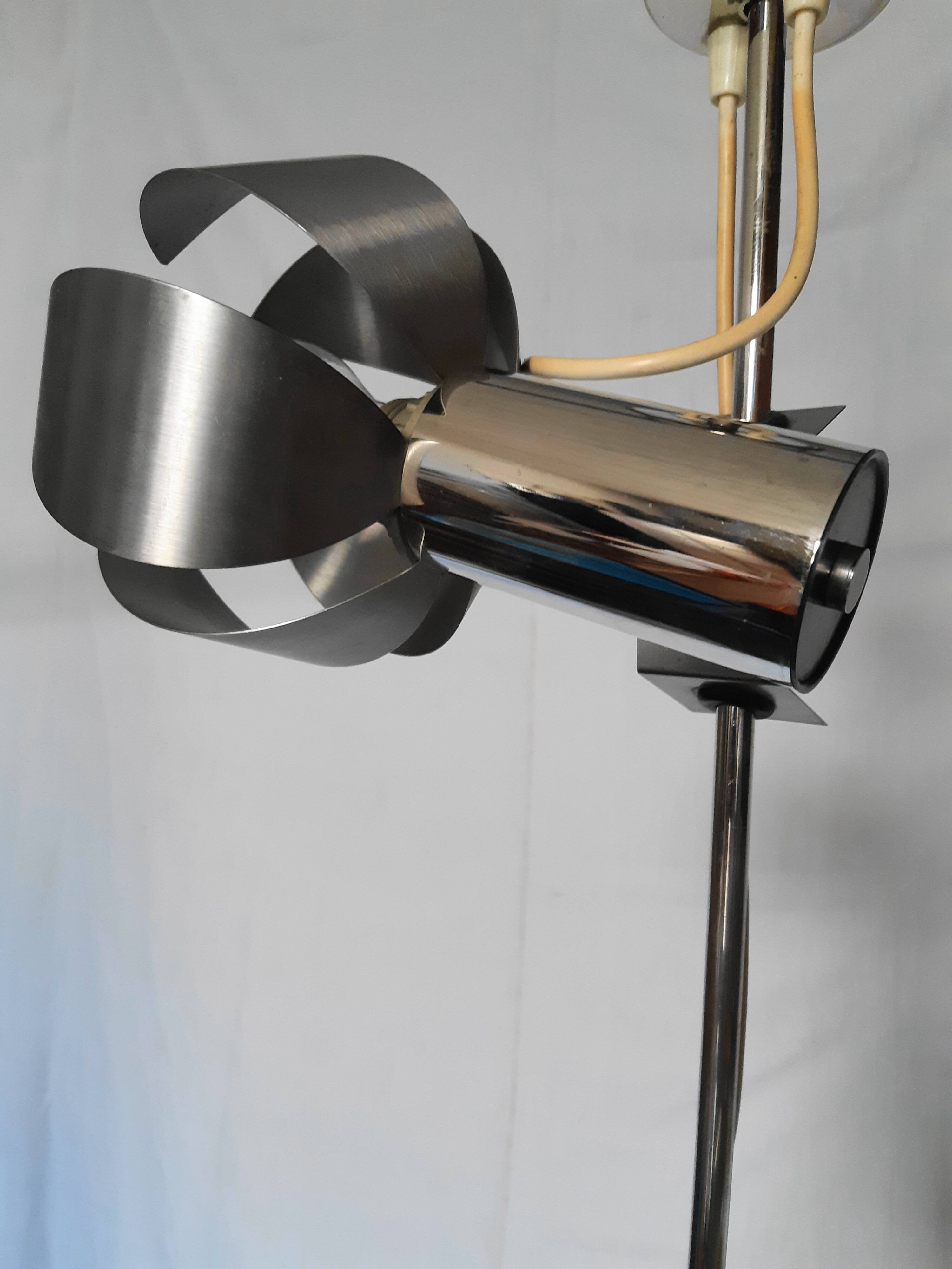 Chrome metal flower chandelier from the 70s