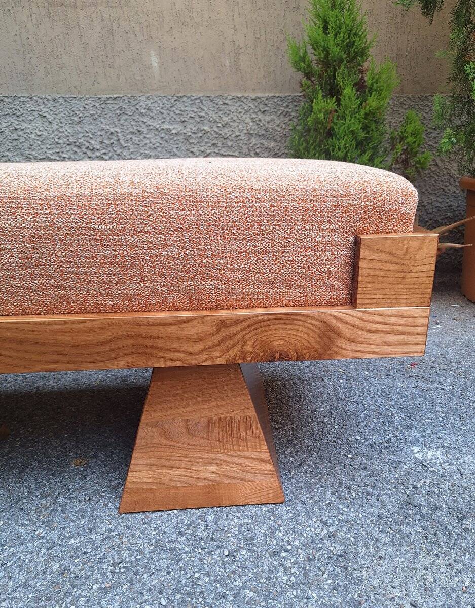 Bench with Pyramid Legs and Stain-Resistant Multi-Color Fabric from Artigianato Italiano, 2000s