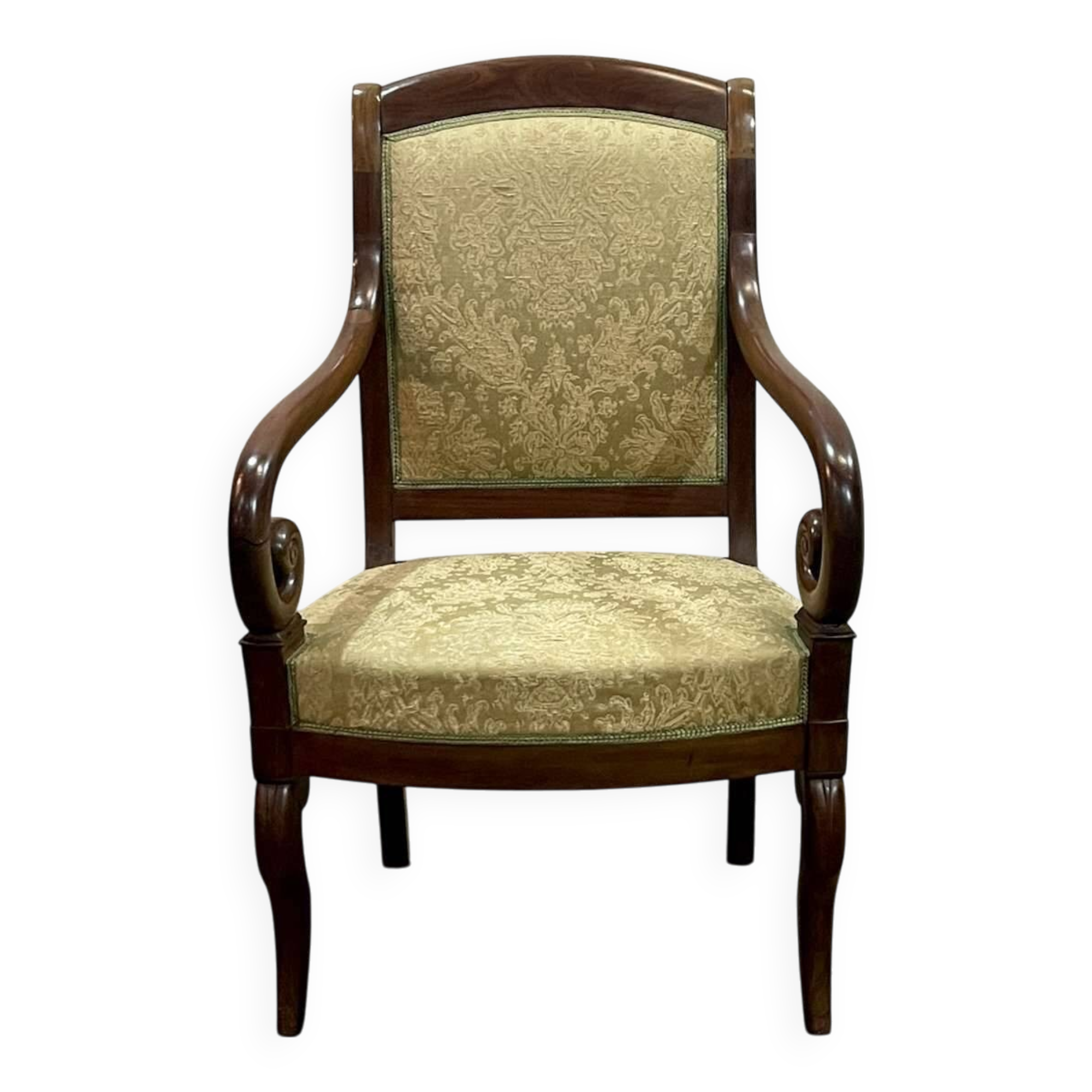 Armchair with crosses - 19th century restoration in mahogany