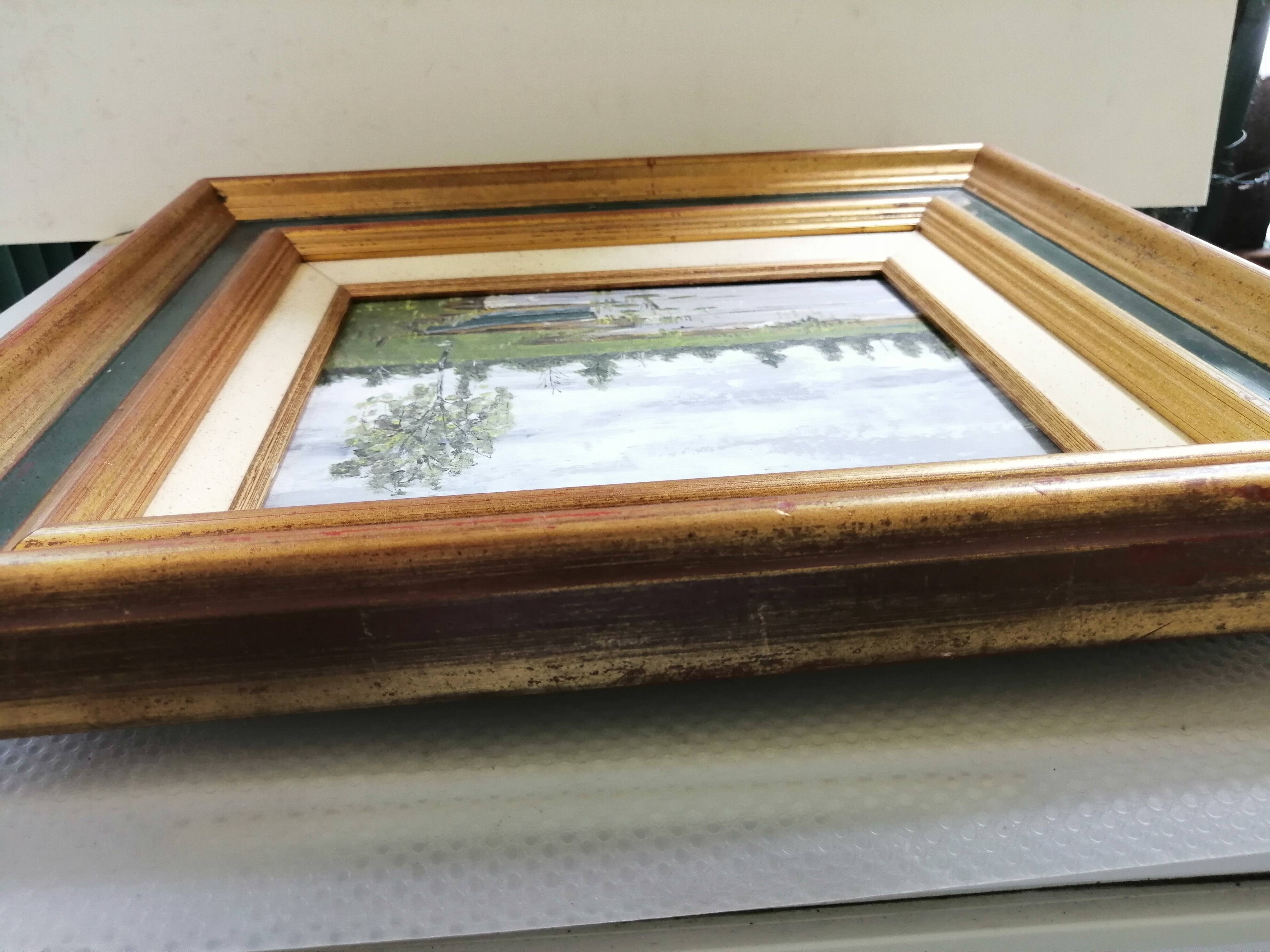 Old oil framed on panel