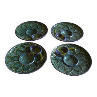 4 Vintage Barbotine Plates Artichoke Asparagus Table Decor Occasion