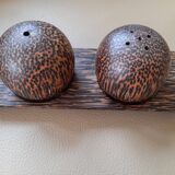 Coconut Wood Salt Pepper Shaker with Stand