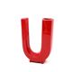 Space age red U letter ceramic solifleur vase, Marcel Radureau Francia 1970