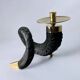 Twisted horn candleholder, resin and brass Italy, 1970s