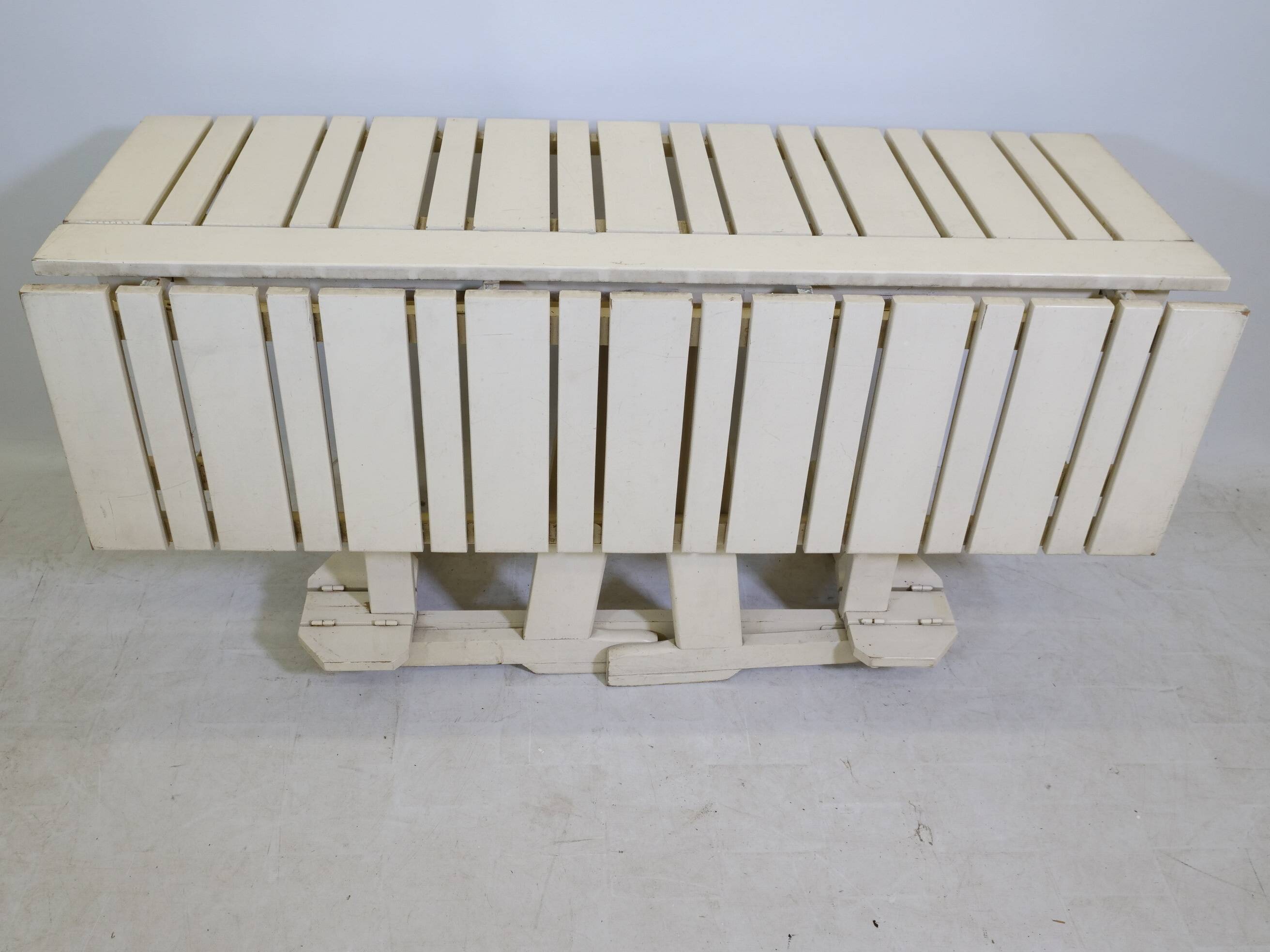 Mid-Century folding garden table wood by Triconfort Riviera model, 1970s