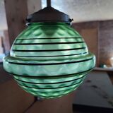Art Deco pendant light with a blown glass globe from the 1930s