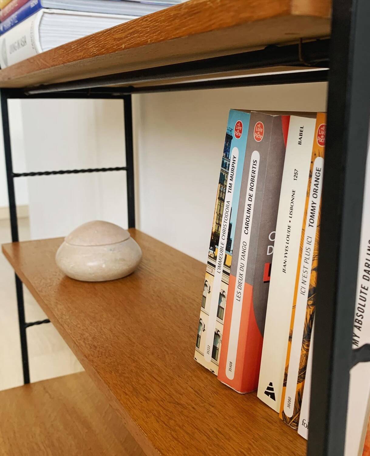 Vintage shelf in wood and wrought iron