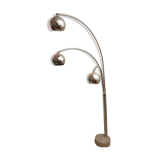 Lamppost chrome and marble thrush with three globes, 70s