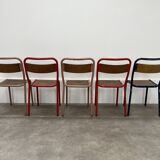 5 industrial style metal chairs, vintage