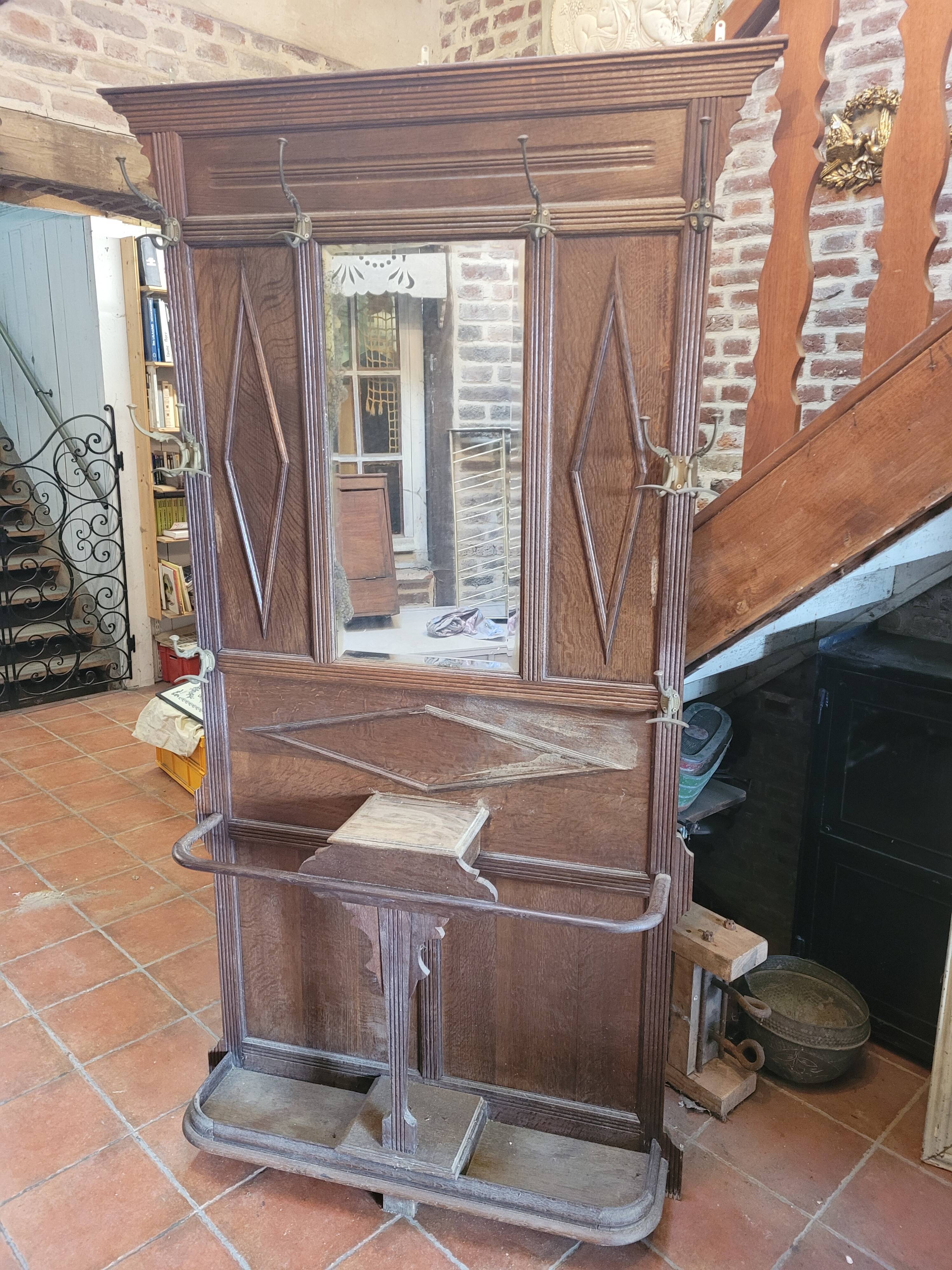 Old oak coat rack