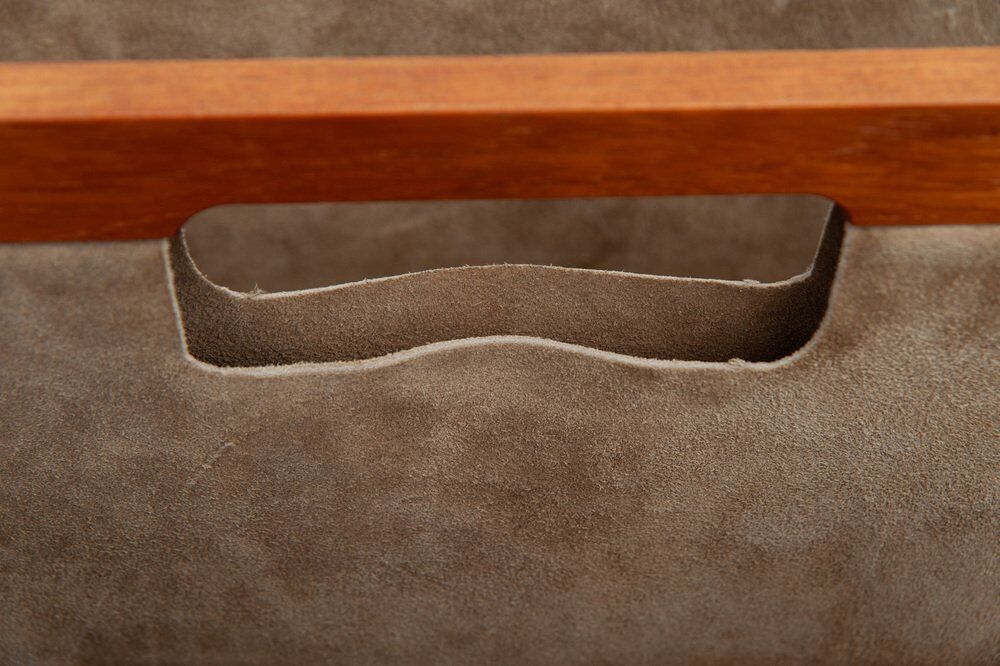 Teak & leather magazine rack by Aksel Kjersgaard, 1960s