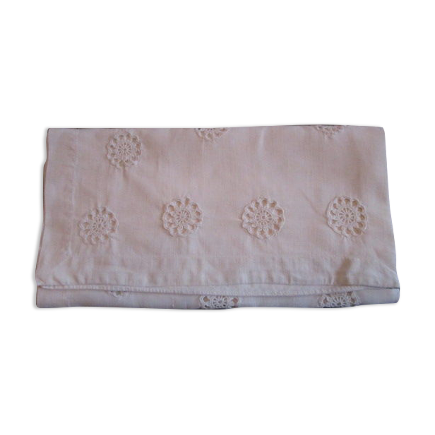 Old infant pillowcase embroidered/monogrammed cotton :49x33cm