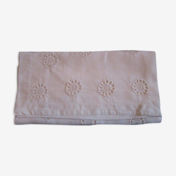 Old infant pillowcase embroidered/monogrammed cotton :49x33cm