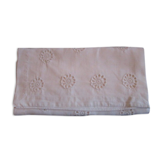 Old infant pillowcase embroidered/monogrammed cotton :49x33cm