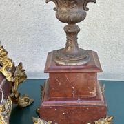 Napoleon III fireplace garniture in marble & regulus signed Auguste Moreau.