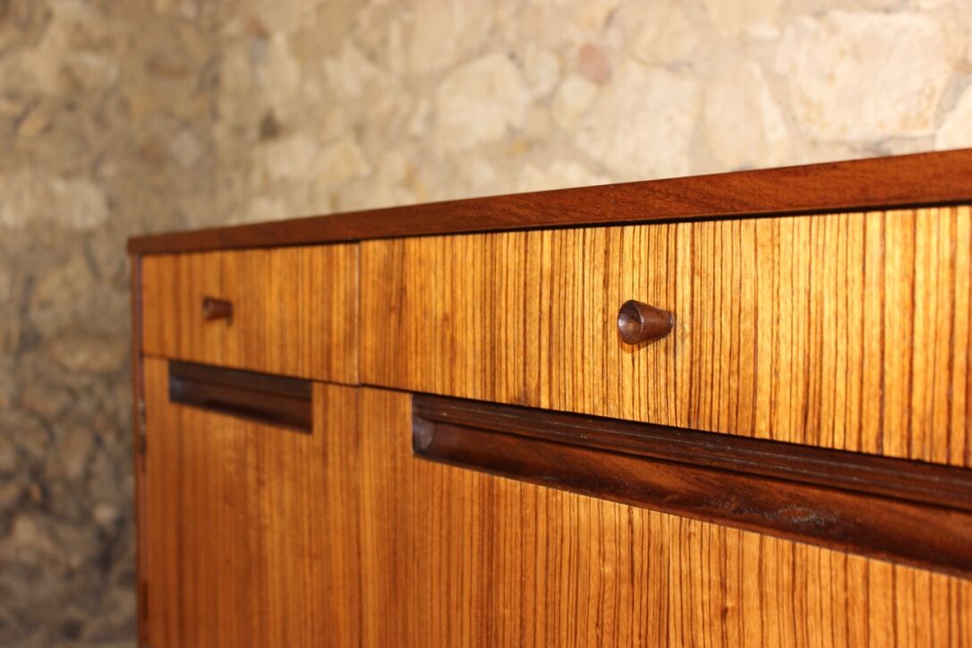 Teak and zebrano sideboard