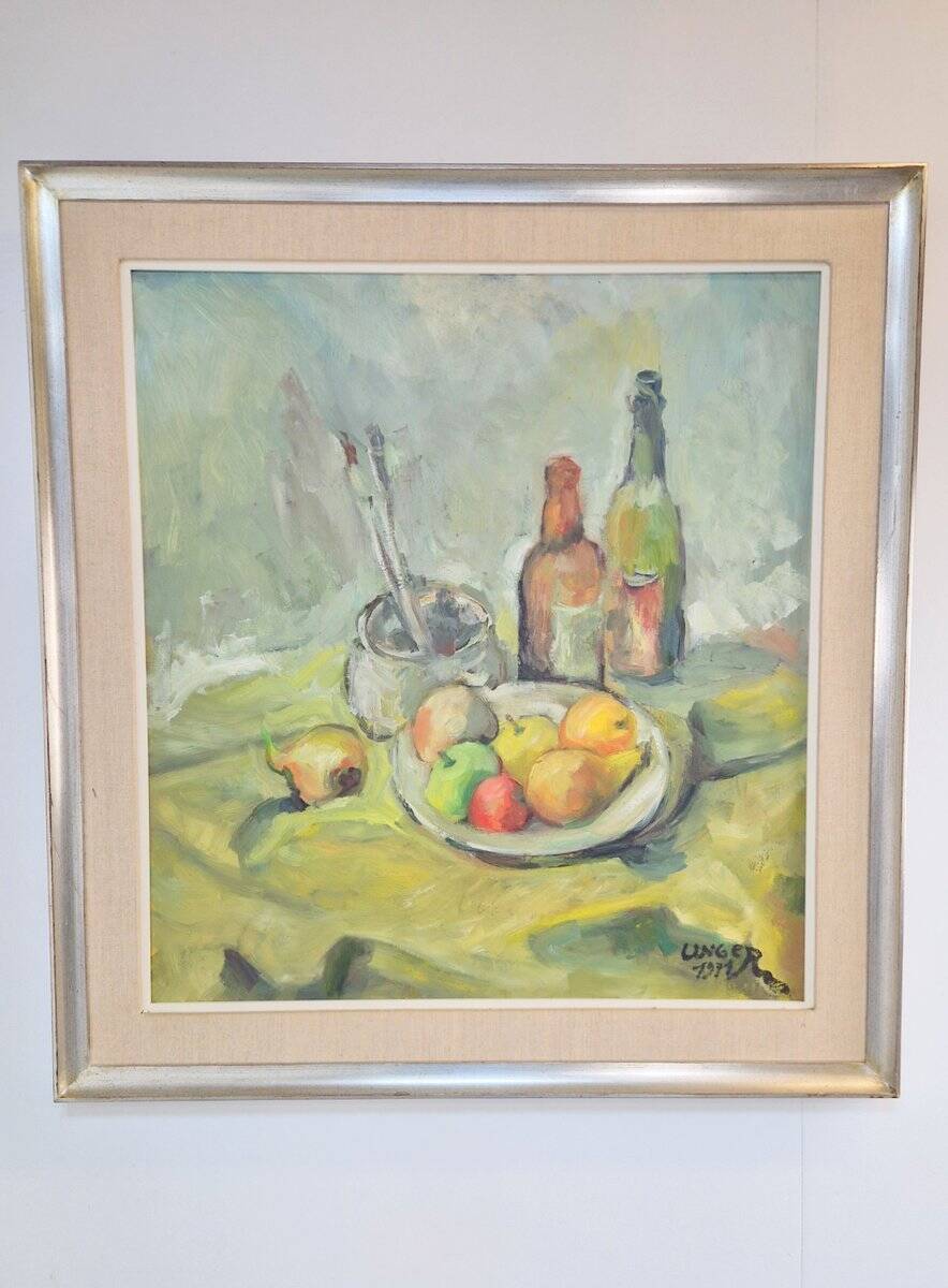 Wolfgang Heinz Unger, Colorful Still Life, 1971, Oil Painting, Framed