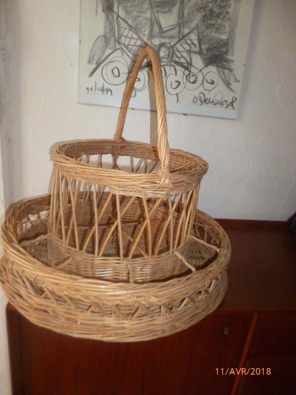 Bar rattan wicker bottle holder 1960