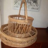 Bar rattan wicker bottle holder 1960
