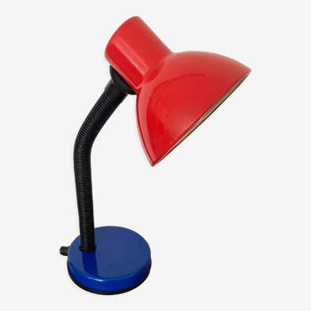 Lampe de bureau rouge et bleue années 80