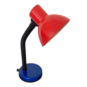 Lampe de bureau rouge et bleue années 80