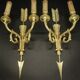 Paire d'appliques en bronze doré flèche et têtes d'aigle style Empire