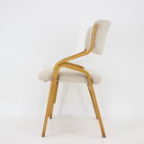 1970s ludvík volák four bentwood dining chairs in boucle fabric, czechoslovakia