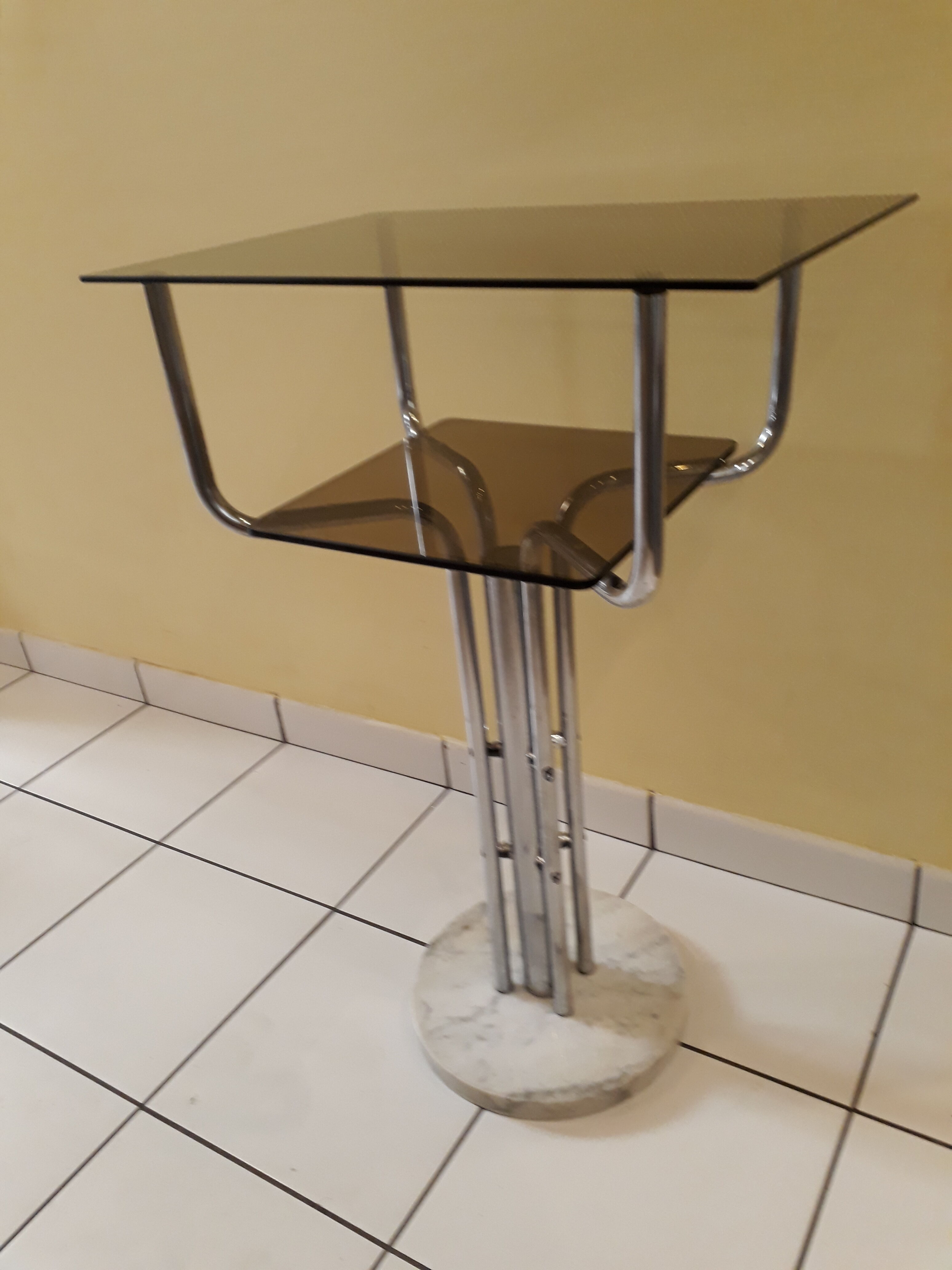 Vintage console 70/80 chrome marble glass