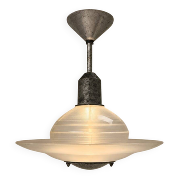 Suspension en verre et acier art déco, années 1920