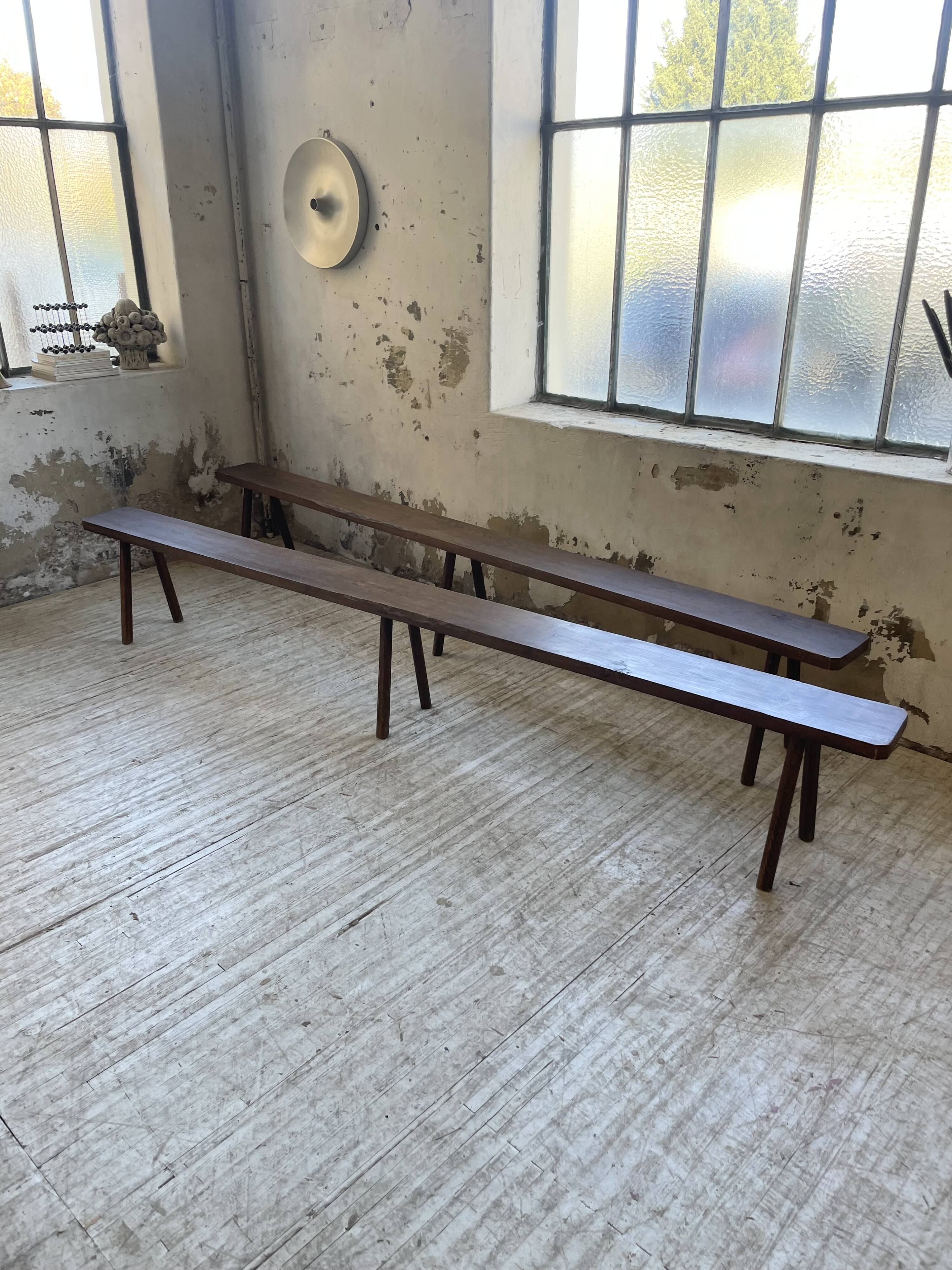 Pair of 3m solid oak farmhouse benches