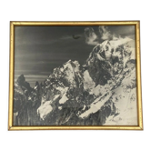 Photo artistique ancienne en noir et blanc Montagne Cadre doré