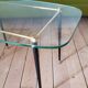60's glass, metal and brass coffee table
