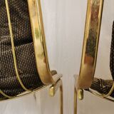 Set of 6 Vintage Gold Chrome Dining Chairs: Italian Mid-Century Design