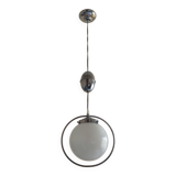 White opaline globe suspension and metal structure