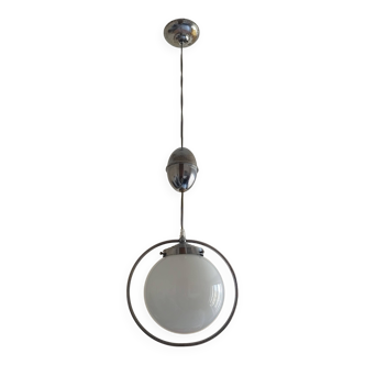 White opaline globe suspension and metal structure