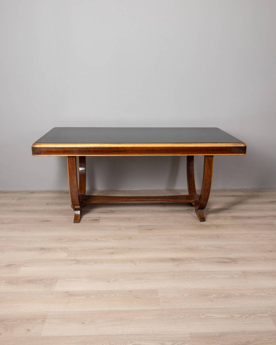 Table en bois et verre Art Déco, Italie années 1930