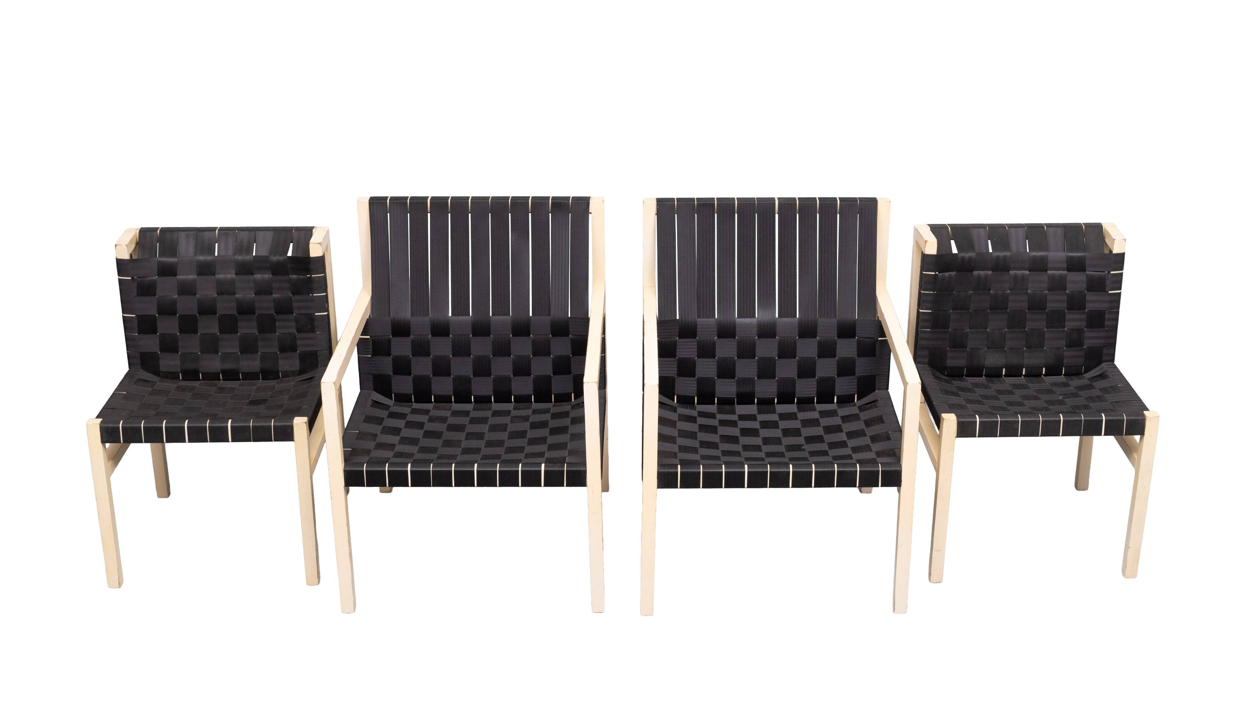 Gijs Bakker set of 4 ''Seatbelt'' Chairs 1978 Holland